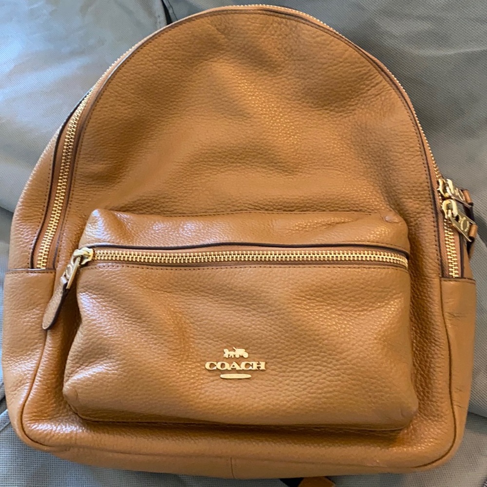 Coach camel leather backpack